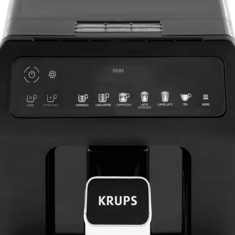 Krups Kaffeevollautomat Doppel Cappuccino Evidence Plus Schwarz-Metallic Bedienpanel 